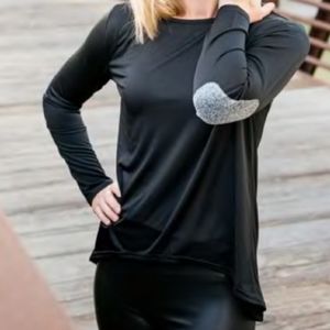 Black long sleeve shirt with silver elbow patches